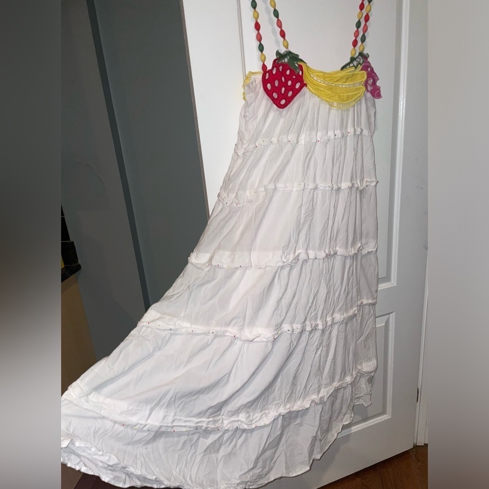 New! FARM Rio Embroidered Fruits Richelieu Cotton Maxi Dress 🍓🍇🍉 Medium - Picture 11 of 16